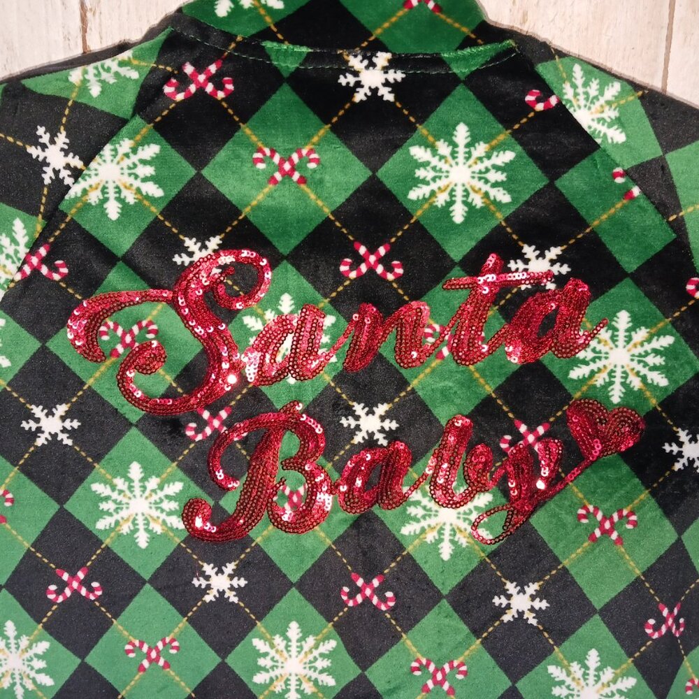 No Boundaries Junior's Christmas Velour Track Jacket - Small (3-5)